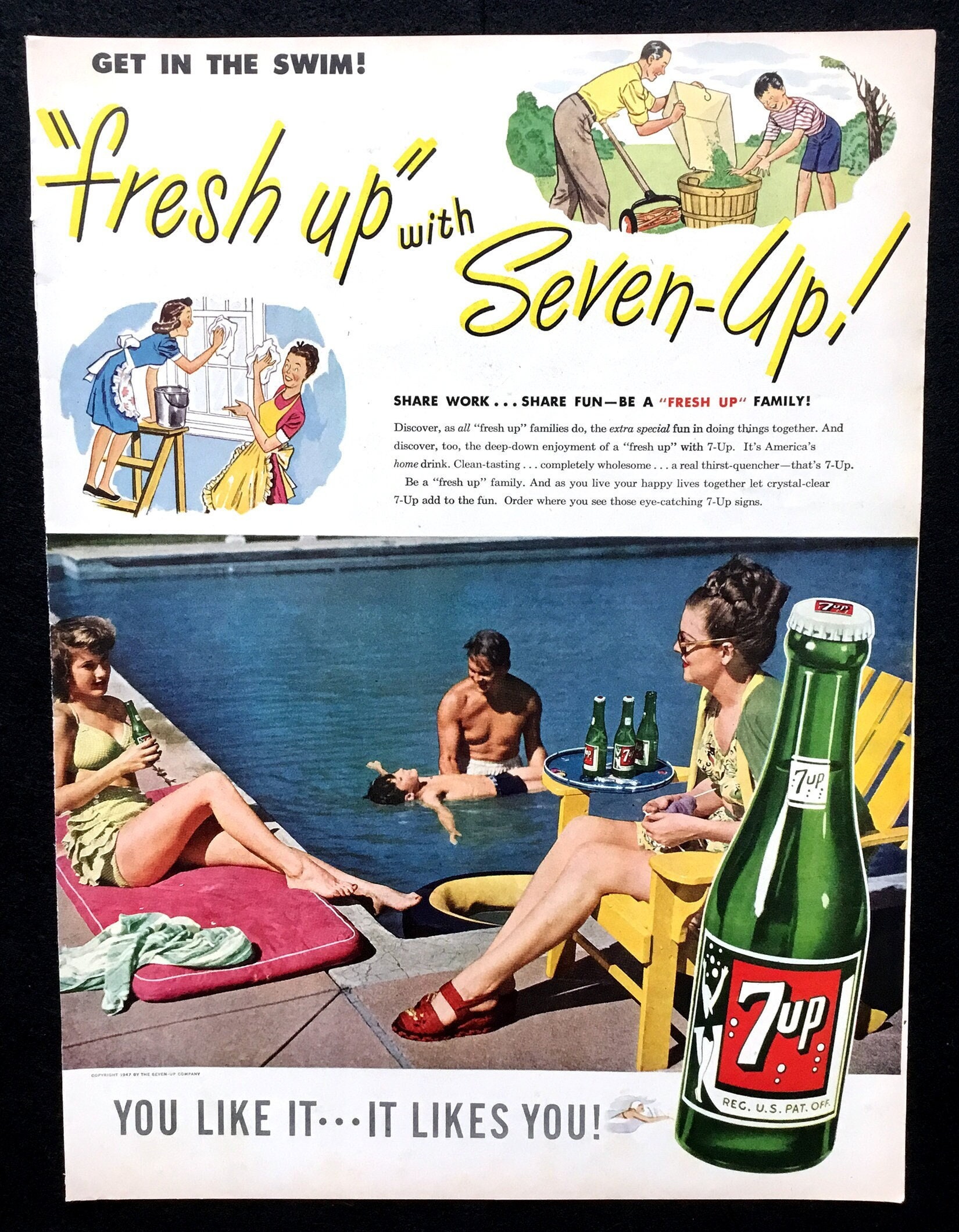 1947 7-up Ad, Mid-century Family, Soda Print - Etsy Australia