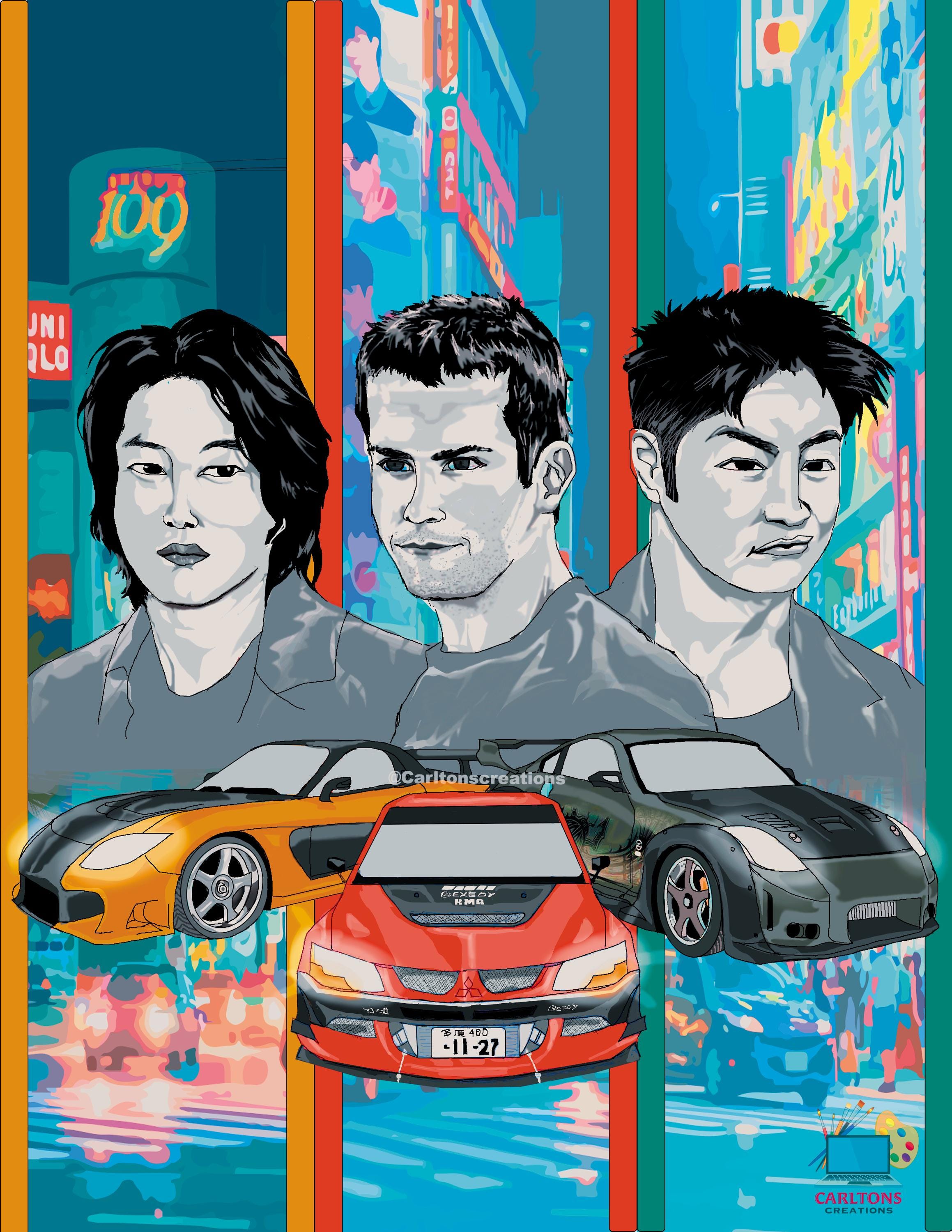 ワイルド・スピード』カスタムイラスト入り縦型マットポスター - Etsy 日本