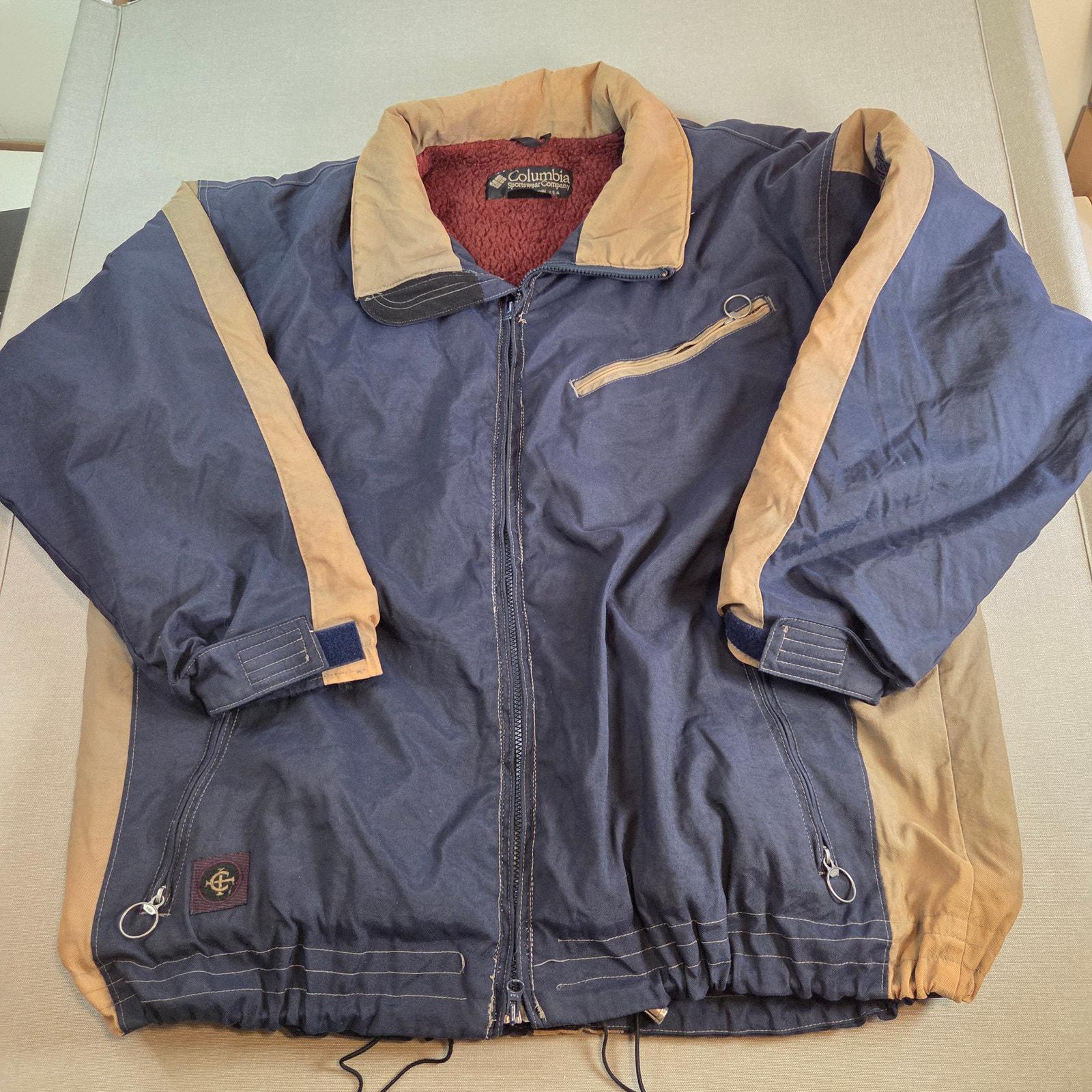 Columbia Convert Men's XL Vintage 90s Jacket Navy Tan Sherpa Lined