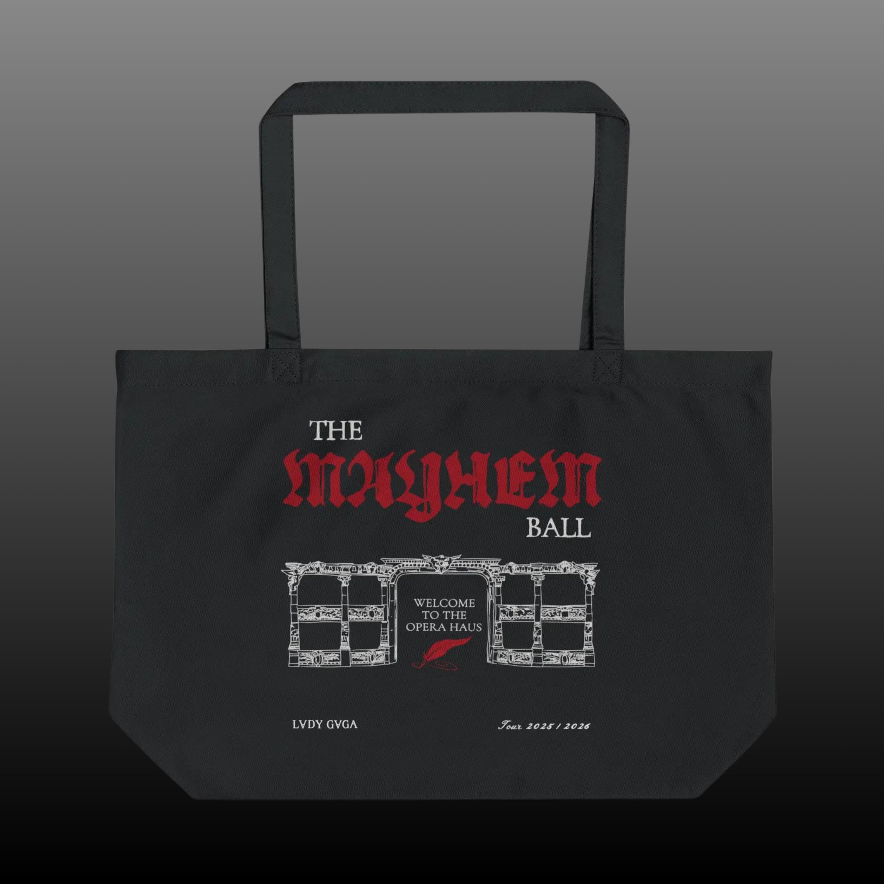 Organic Cotton Eco Tote Bag: Mayhem Ball Opera Haus Graphic Design