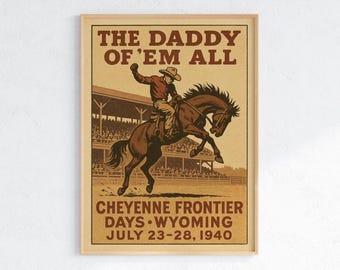 カウボーイと馬の壁飾り - シャイアン・フロンティア・デイズ・ロデオ