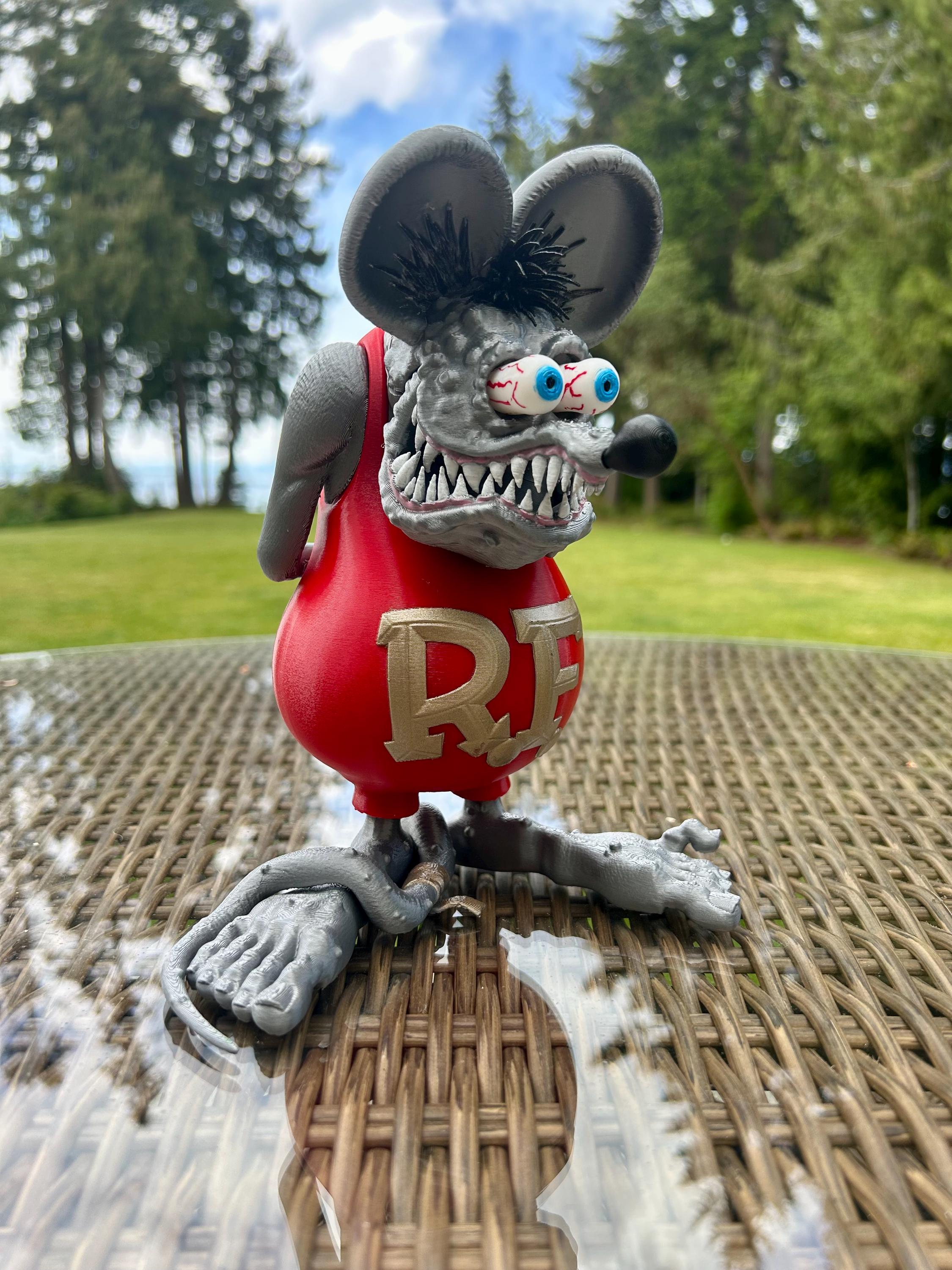 Rat Fink Figurine - Rat Fink Collectible - Silver Rat Fink - Ed