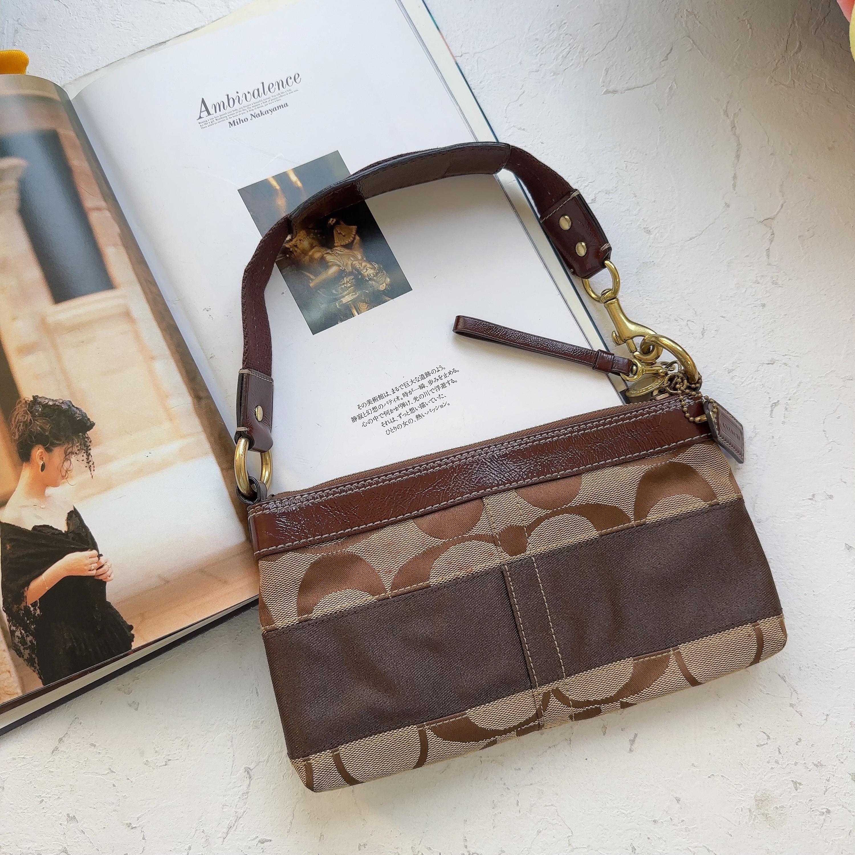 Vintage Coach Demi Pouch: Signature Canvas & Leather Y2K Wristlet