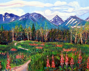 アラスカ コロンビア氷河 K. Tatewaki アート 絵 アラスカ コロンビア