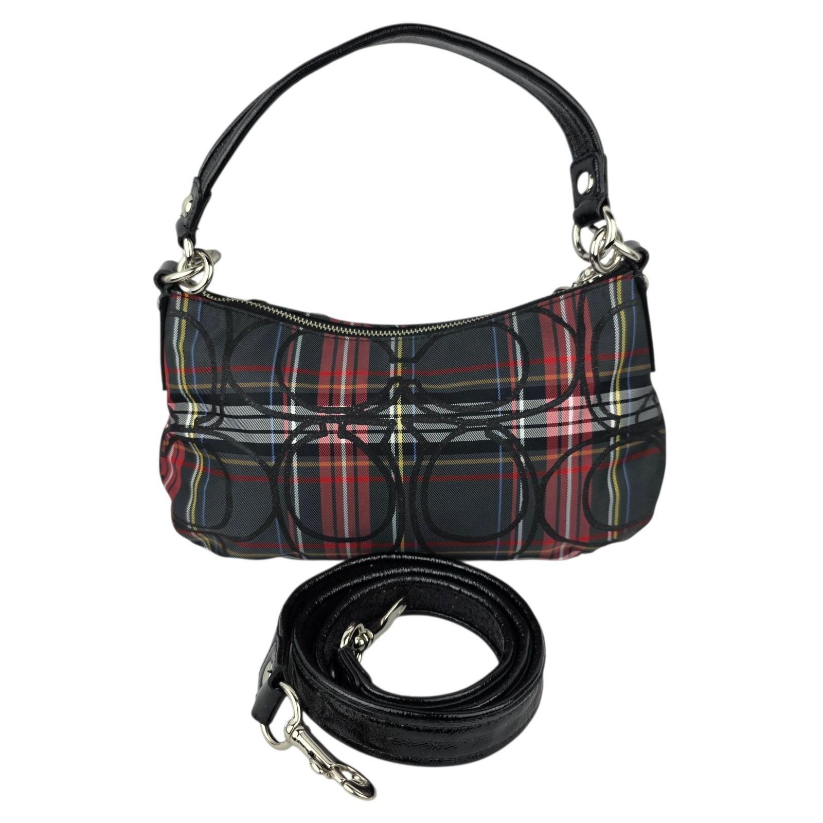 Coach Poppy 2-way Canvas Shoulder Bag Multi-color Black Red 12