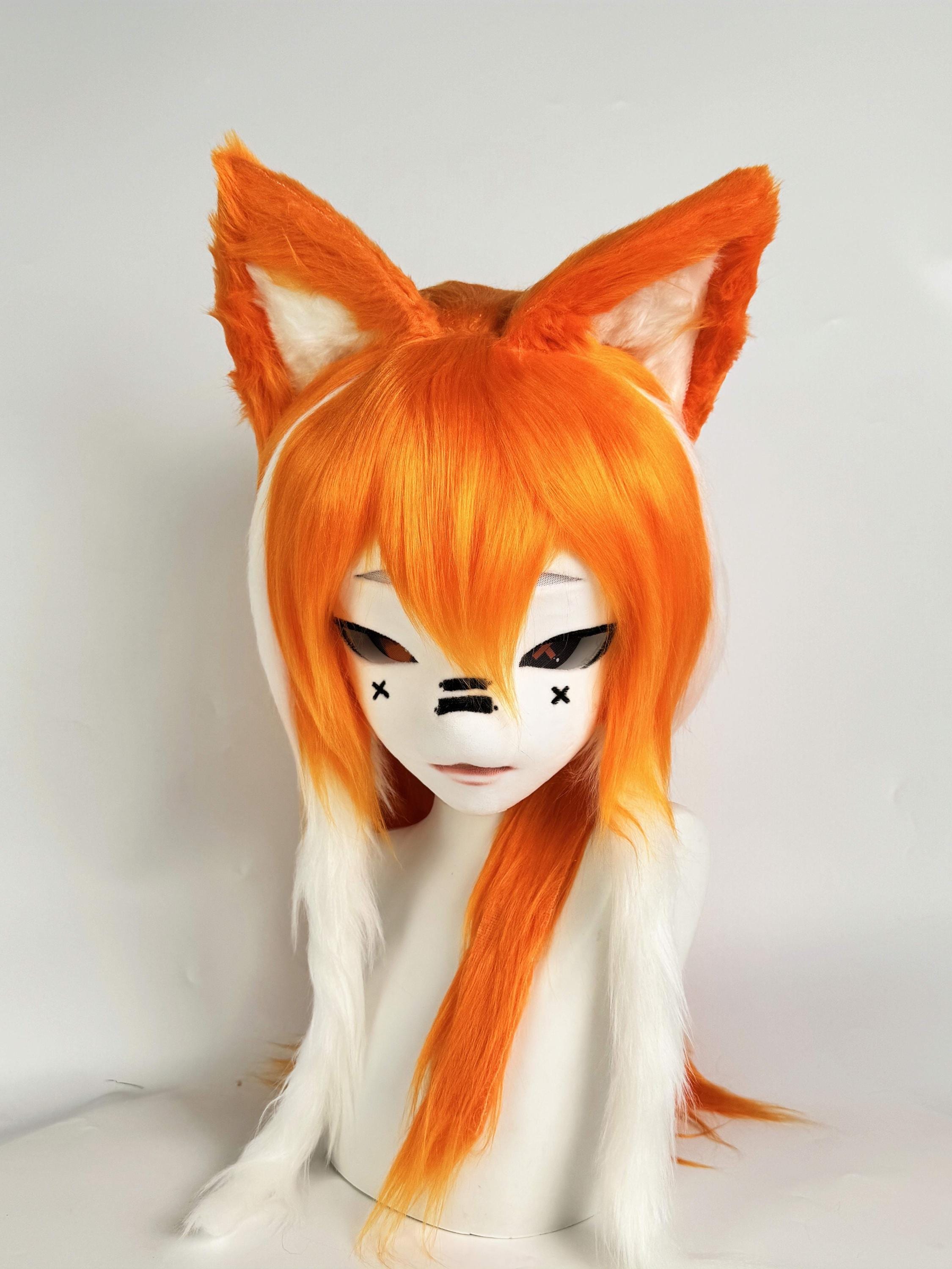 Kawaii Orange Fox Kigurumi Mask: Cosplay Fursuit Head - Etsy