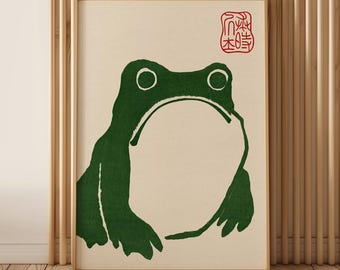 Japanese Green Frog Art Print - 1814 Kaeru Woodblock Artwork