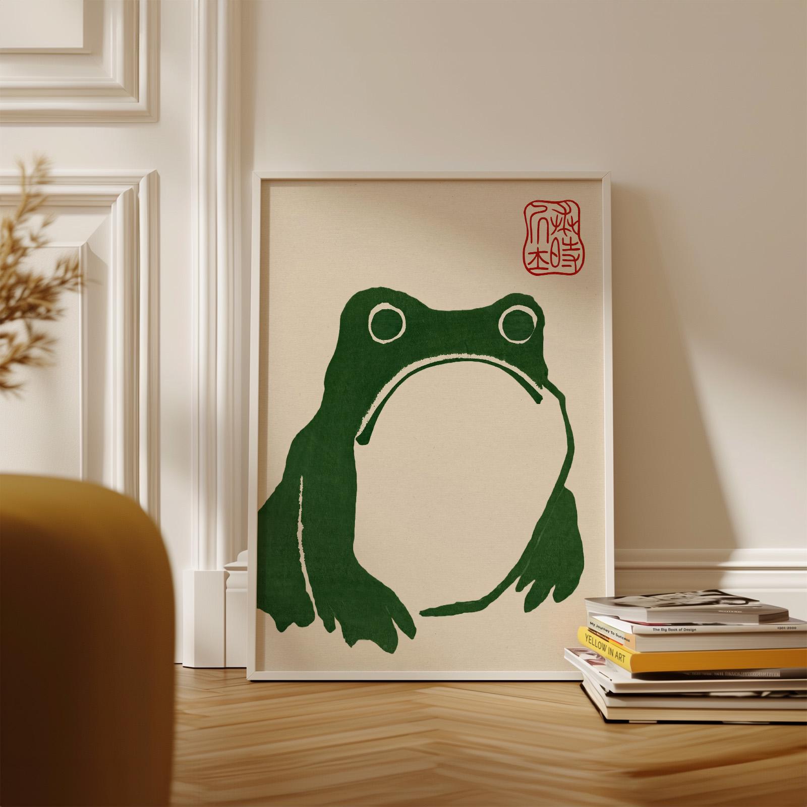 Japanese Green Frog Art Print - 1814 Kaeru Woodblock Artwork