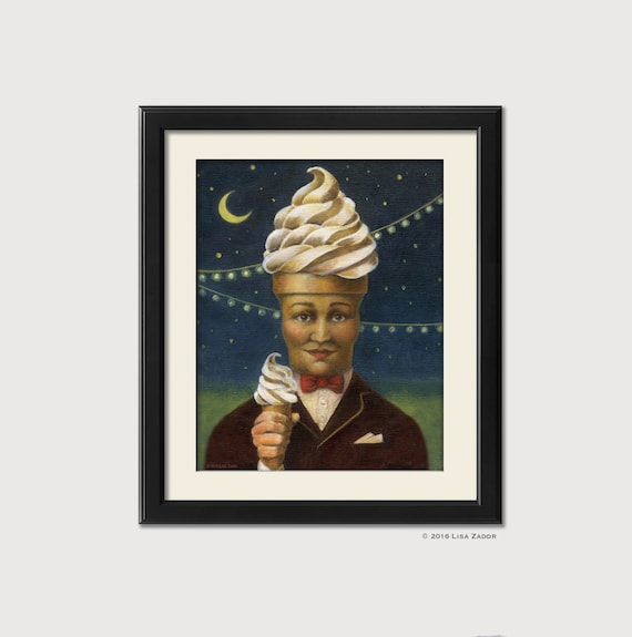 Ice Cream Cone Man Print From Original Artwork - Anthropomorphic