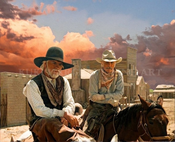 Lonesome Dove Art Print: Woodrow and Gus, Old West Cowboy Portrait