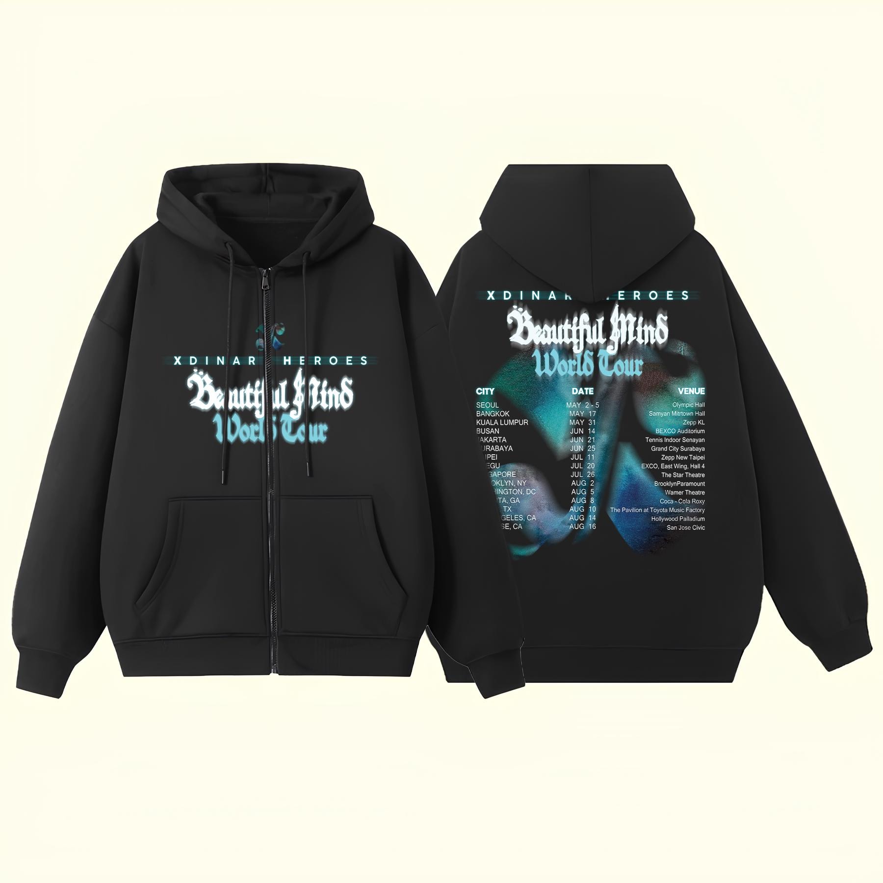 Xdinary World Tour 2025 Heroes Beautiful Mind Zip Hoodie, Xdinary