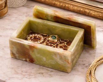 ヴィンテージ オニキス 小物入れ グリーン フィギュアド オニキス