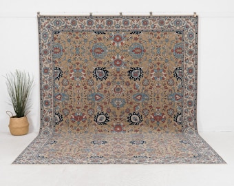 8x12 ヴィンテージ トルコラグ、ハンドメイドラグ - ベージュ