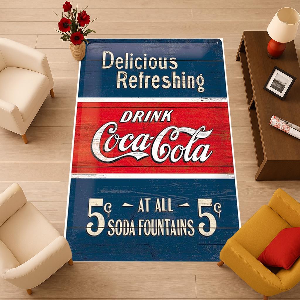 コカ・コーラのヴィンテージスタイルラグ：80年代のレトロなインテリア