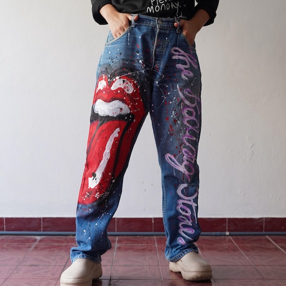 Hand-painted Pop Art Vintage Jeans: 32