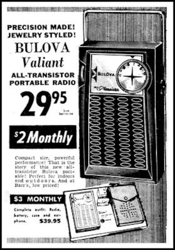 1959 Bulova Valiant Model 680 Transistor Radio, AM Band Only, 4