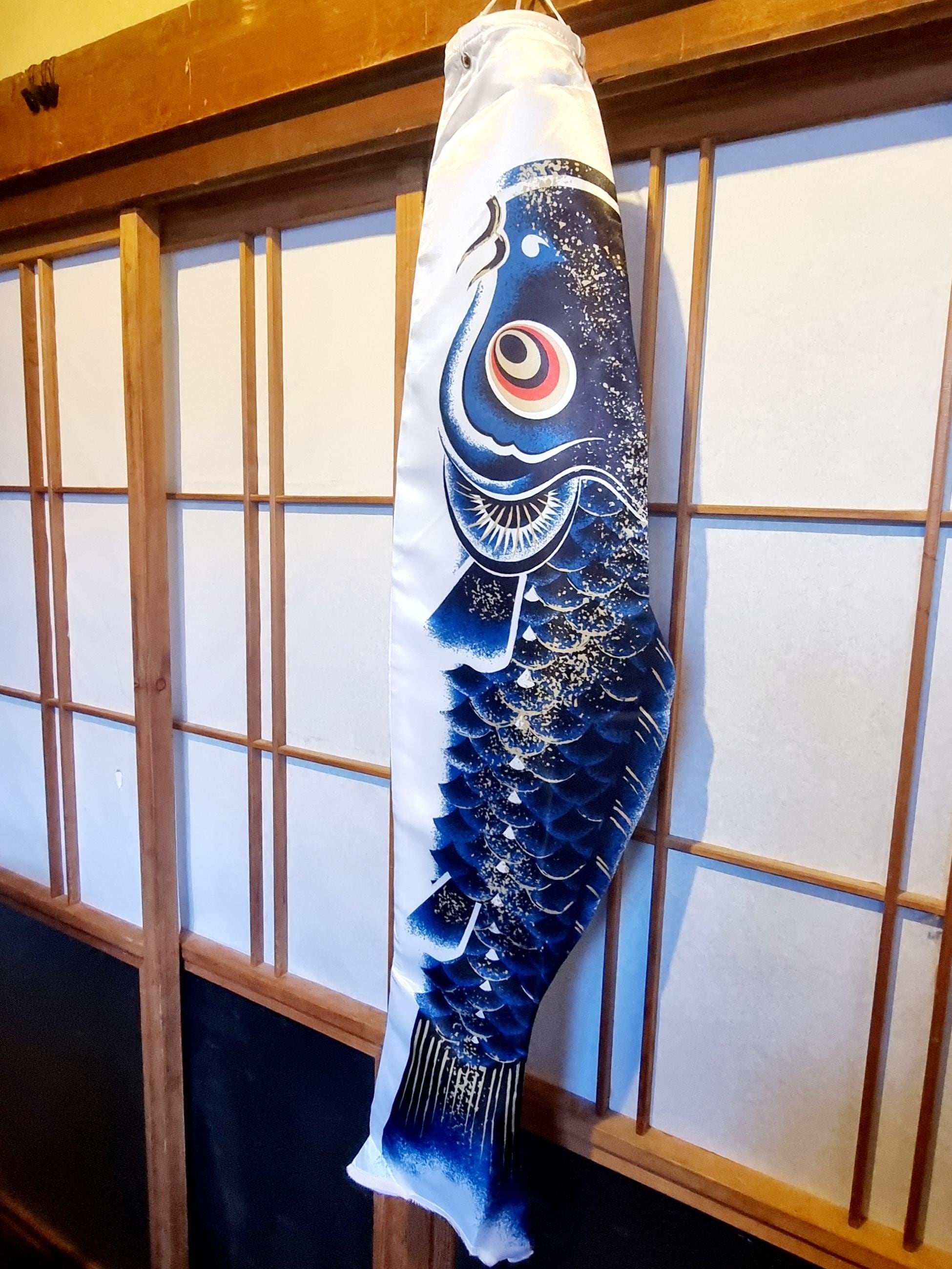 Koinobori Japanese Wall Art【こいのぼり】 – Deep Blue With Gold