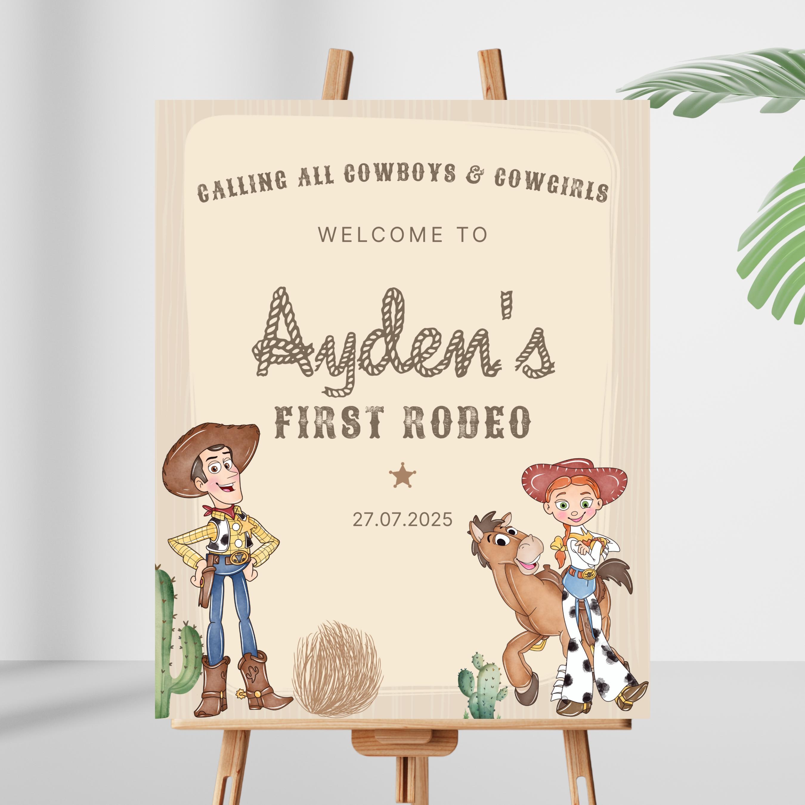 トイ・ストーリーの誕生日ウェルカムサイン：ウッディのラウンドアップ