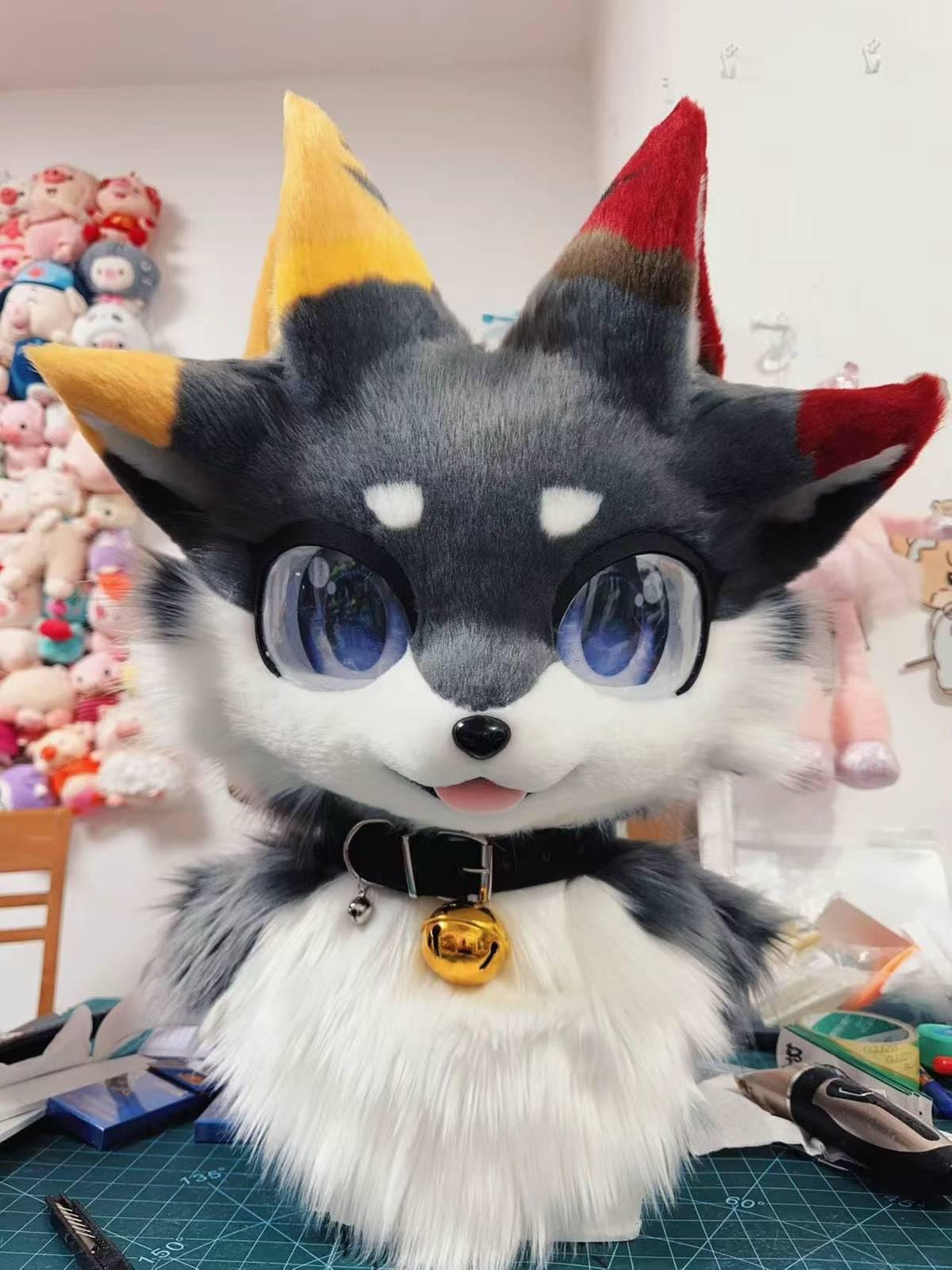 手作りのケモノファースーツヘッドピース：カスタムコスプレファー