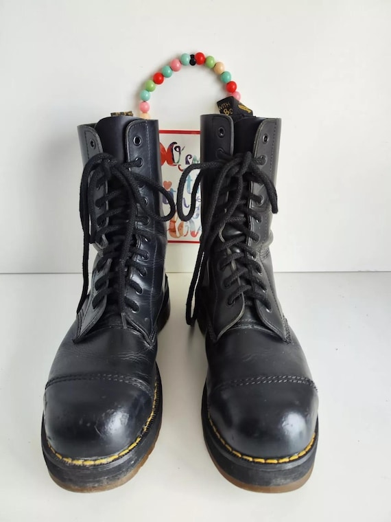 Dr Martens 2b34 1490 10 Eye Black England Vintage Metal Toe Boots
