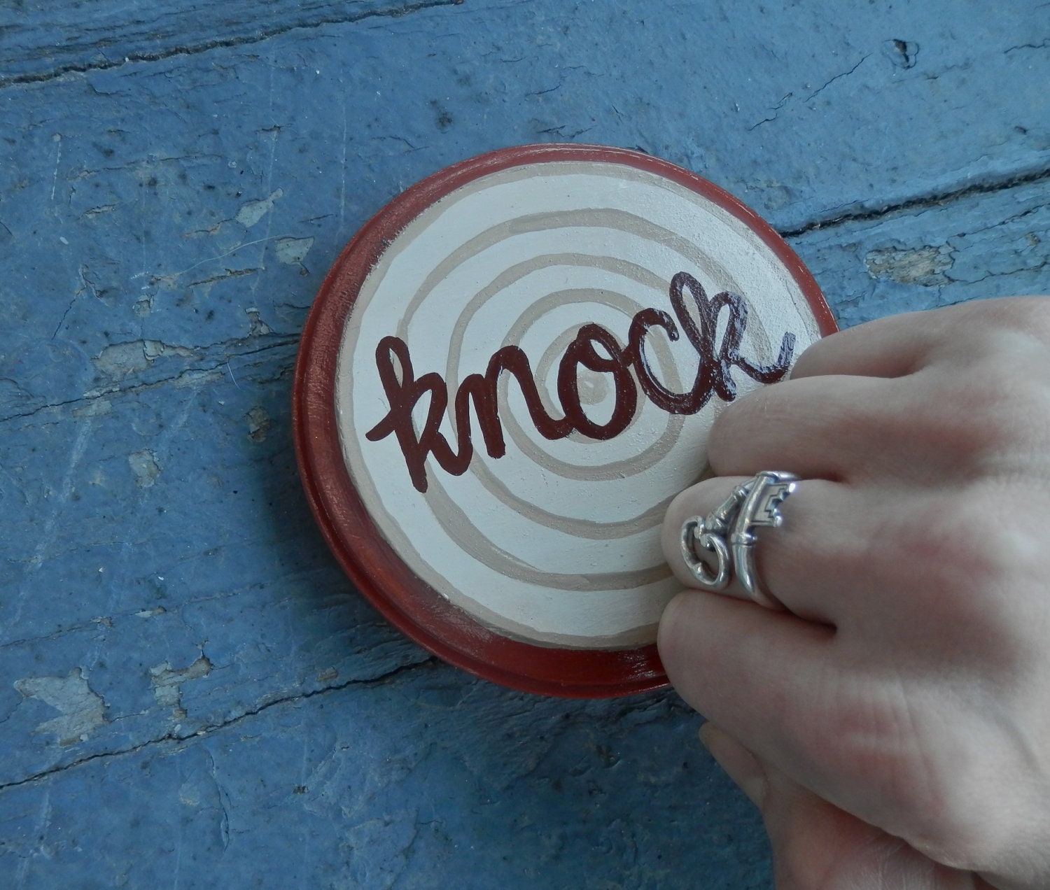 Knock on Wood Portable Knocker Superstition 5 Year Anniversary Fun