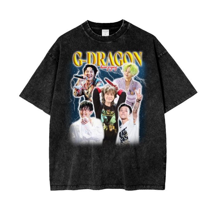G-dragon Graphic T-shirt: Limited Edition Acid Wash, Oversized Fit