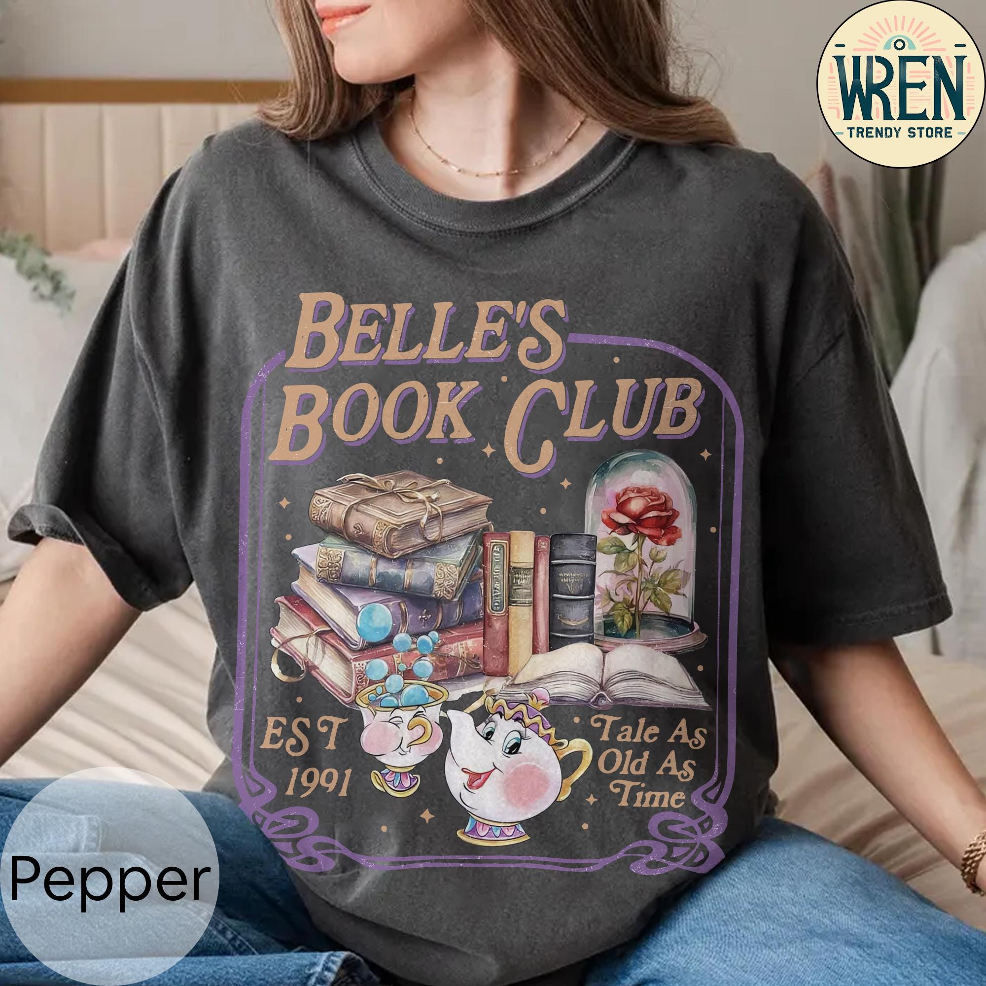 ヴィンテージ ベルのブッククラブ シャツ、美女と野獣 Tシャツ、昔話