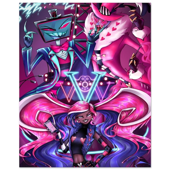 Hazbin Hotel the Vees Poster - Vox, Velvette & Valentino (8x10