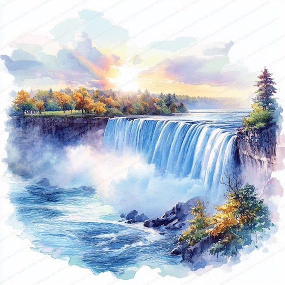 絵画 Spectacular Waterfall 21 ナイアガラの滝の虹のクリップアート