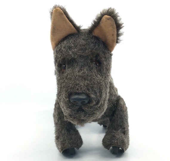 Schuco Germany Trip Trap Scotty Dog Terrier Plush Pull Toy 1950s