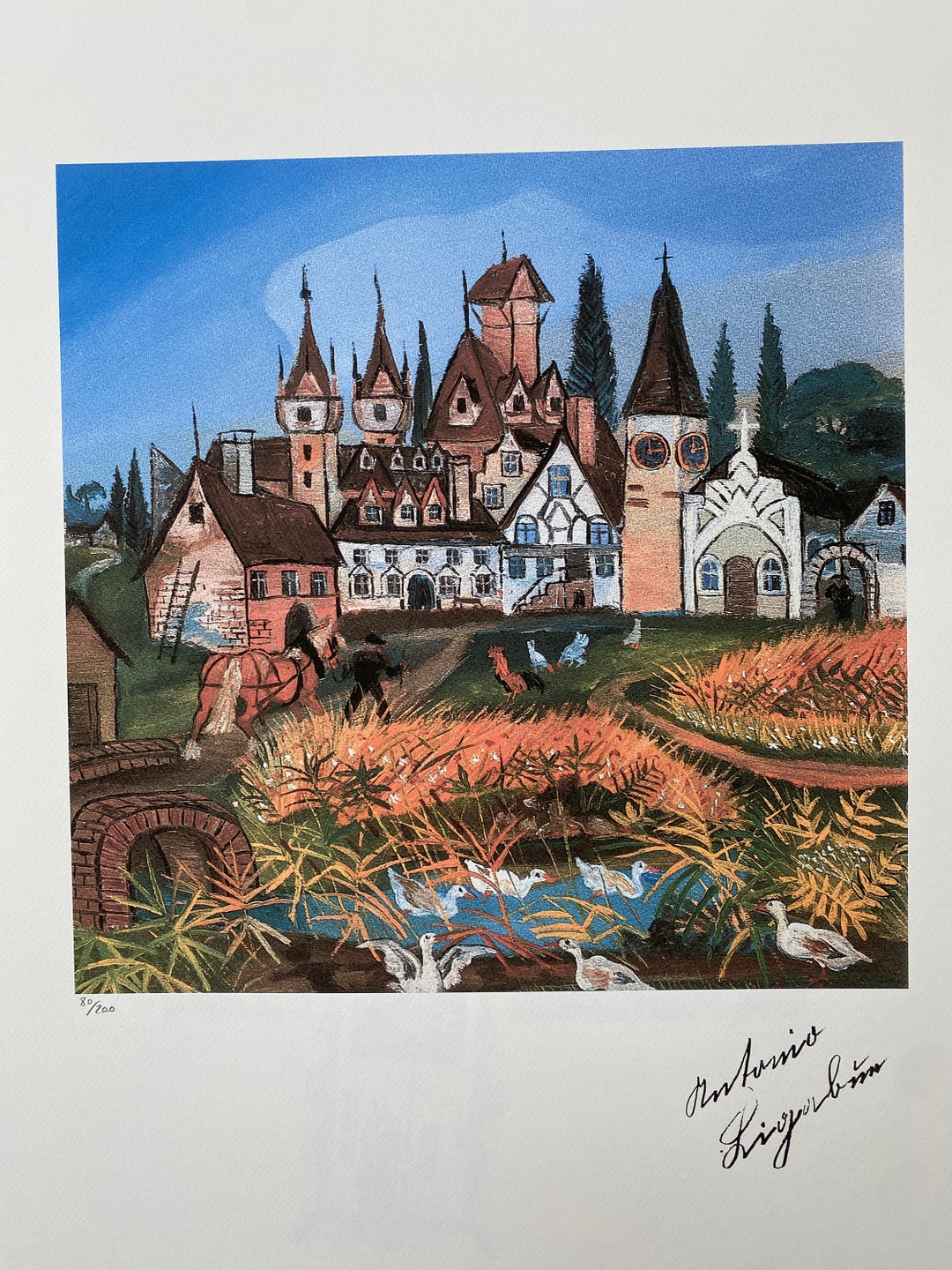 アントニオ・リベラ リトグラフ 風景画 サイン入りアントニオ・リベラ