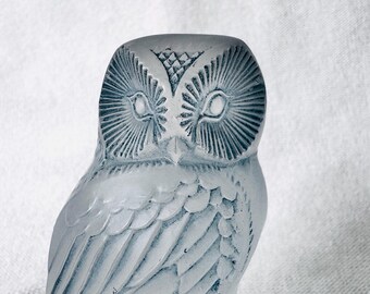 ラリック「シヴァーズ」クリスタルシュエット フクロウ サイン入り