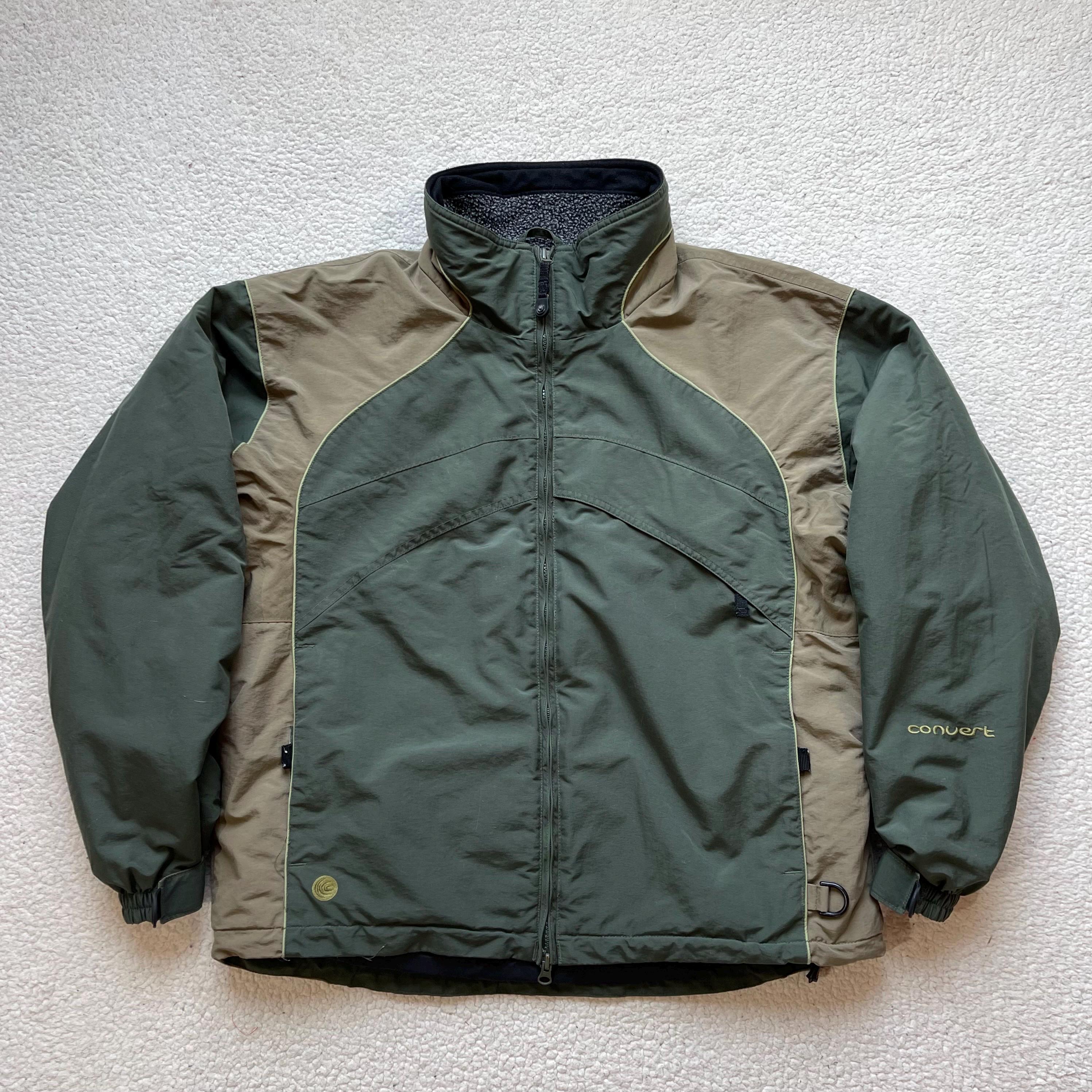Vintage 90s Columbia Convert Ski Jacket: Green Fleece-lined Nylon
