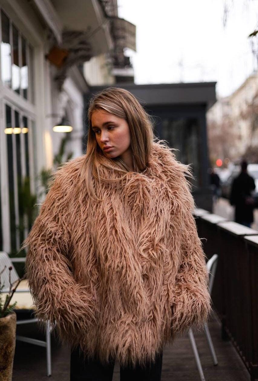 Faux Alpaca Fur Coat, Long Eco Fur Trench, Sherpa Style - Etsy