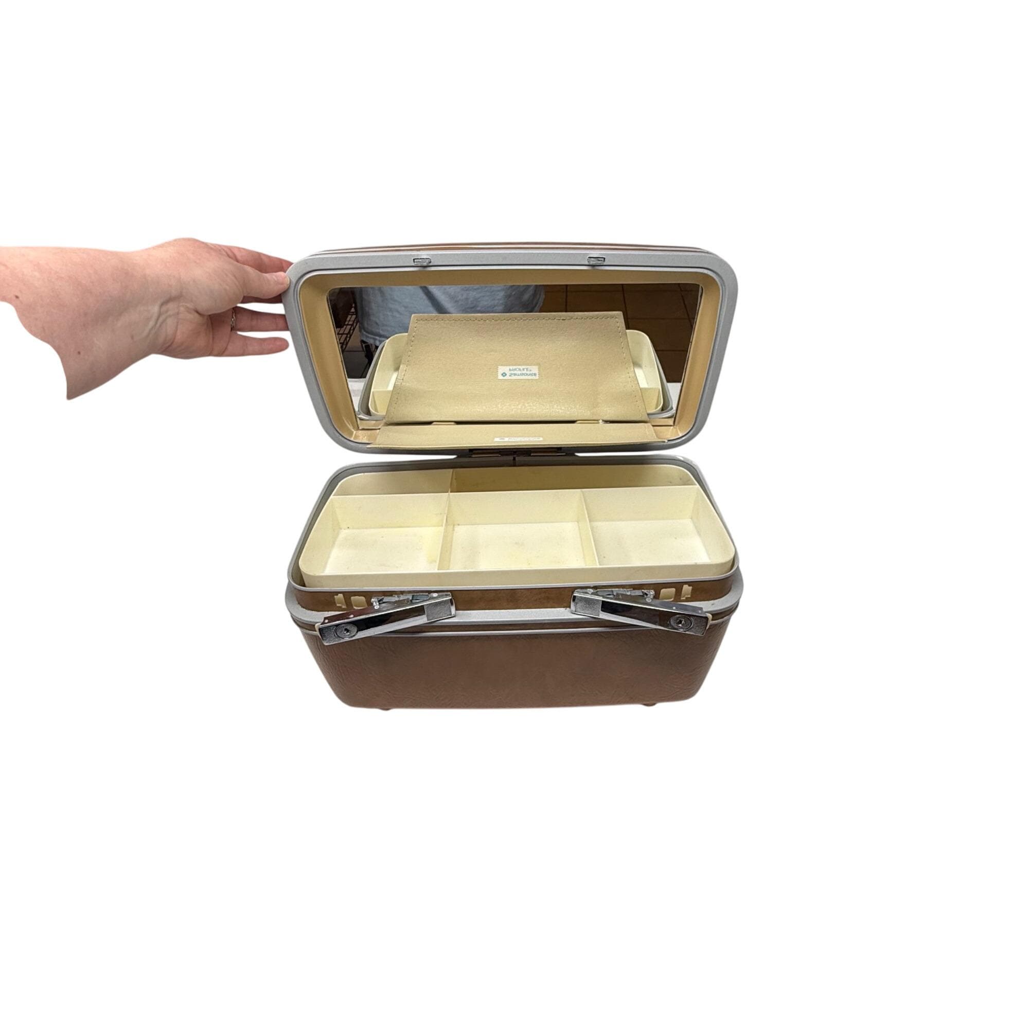 Vintage Samsonite Train Case – Brown Hard Shell Makeup Travel