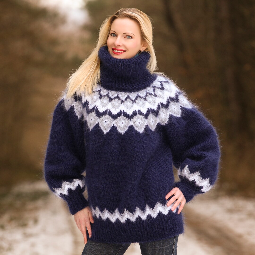 Icelandic Hand Knit Mohair Sweater Fuzzy Sweater Nordic Hand