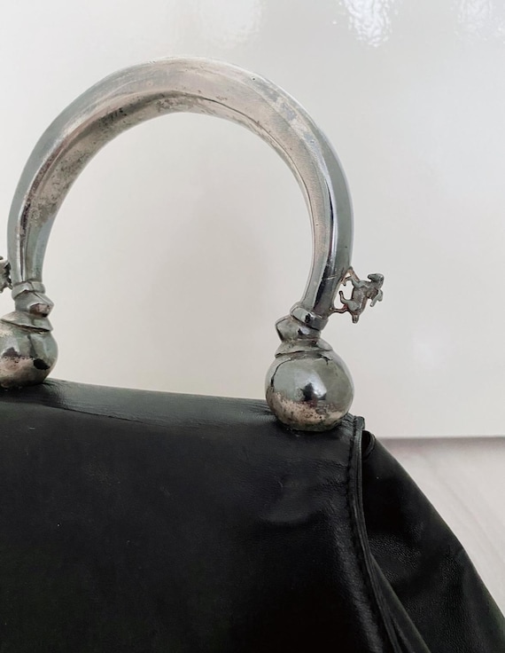 Vintage PRADA F/w 1990 Handbag Black Leather 90s Pegasus Archival