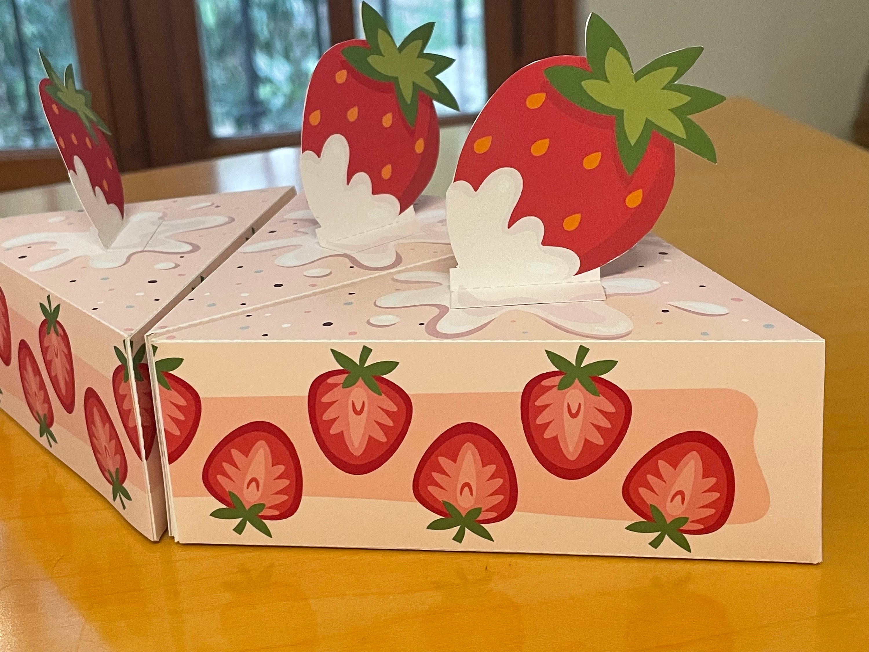 Strawberry Birthday Printable Cake Slice Box, Very Berry First