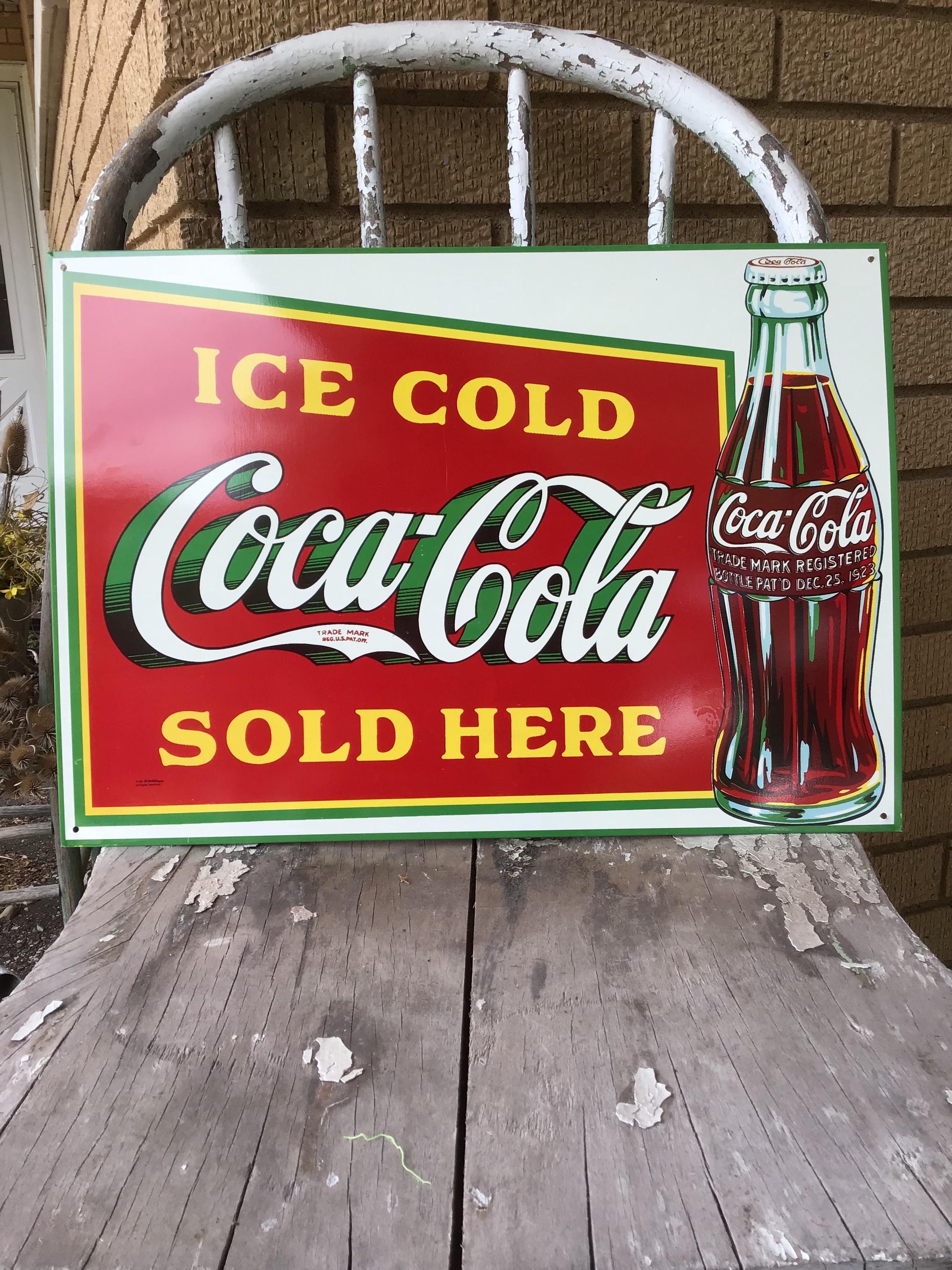 Ice Cold Coca Cola Sold Here 1989 Tin Sign, 17 X 12, Retro Coke