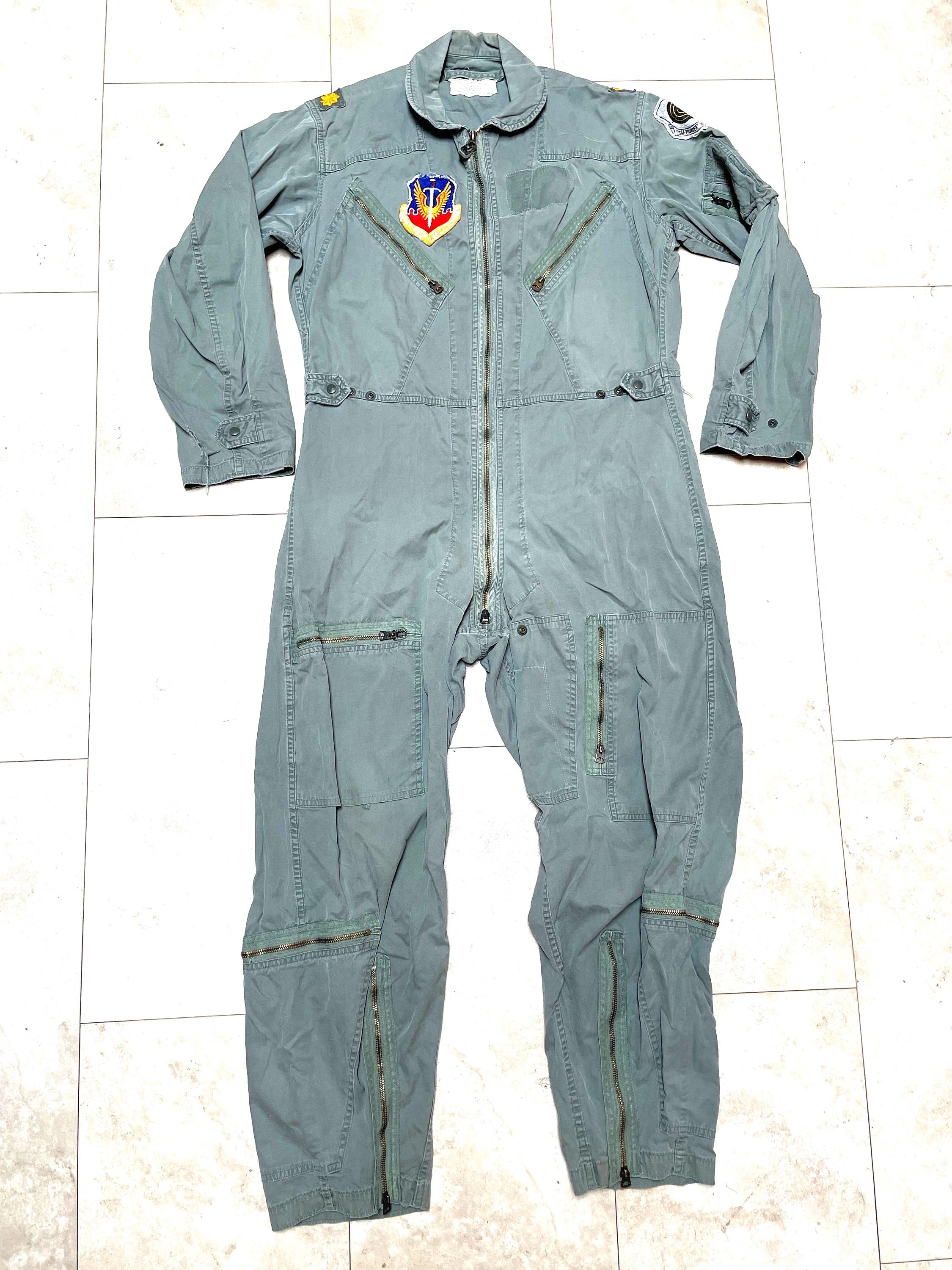 Vintage 60s K-2B Flight Suit: Air Force Green Jumpsuit, Patches