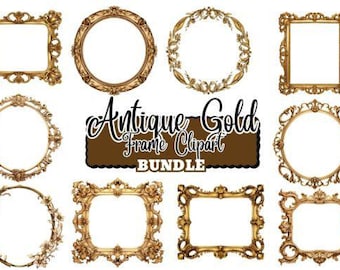 華やかなアンティーク ゴールド フレーム クリップアート、ビンテージ