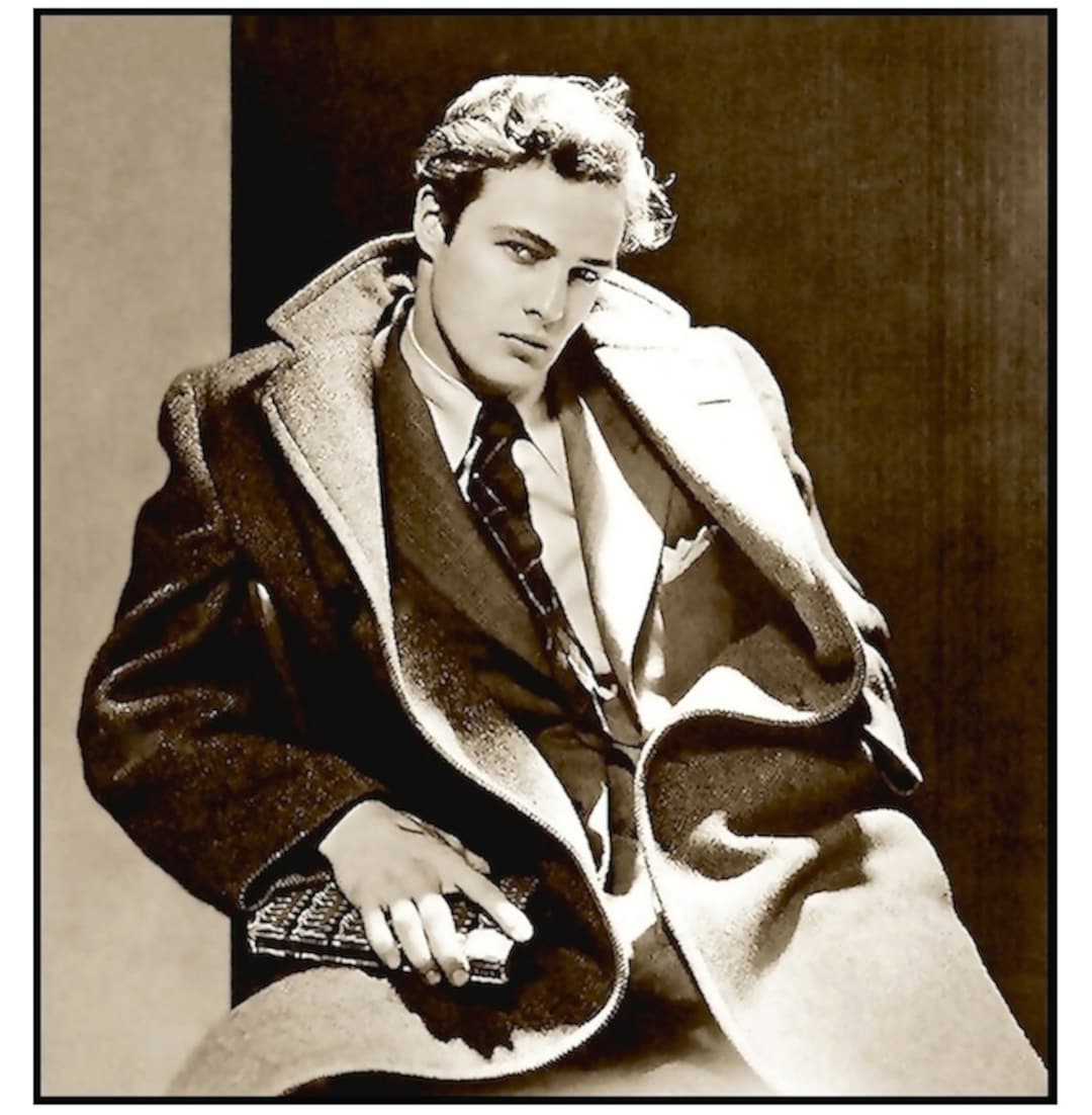 マーロン・ブランドのポートレートプリント：セピアトーン、オーバー