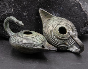 ブロンズオイルランプ、古代ギリシャのオイルランプの複製、クリスマス