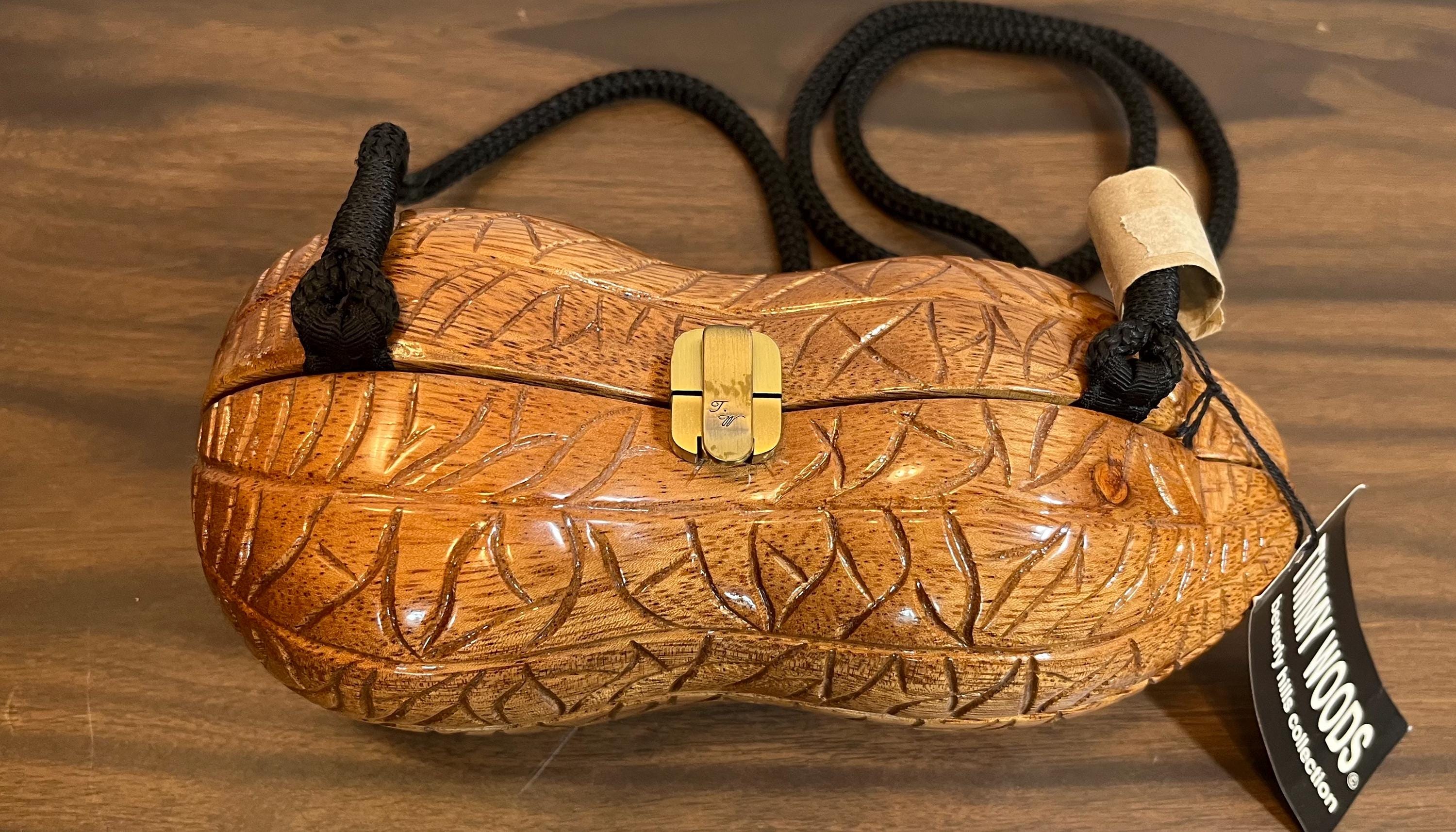 Timmy Woods Peanut Shaped Carved Acacia Wood Purse - Etsy