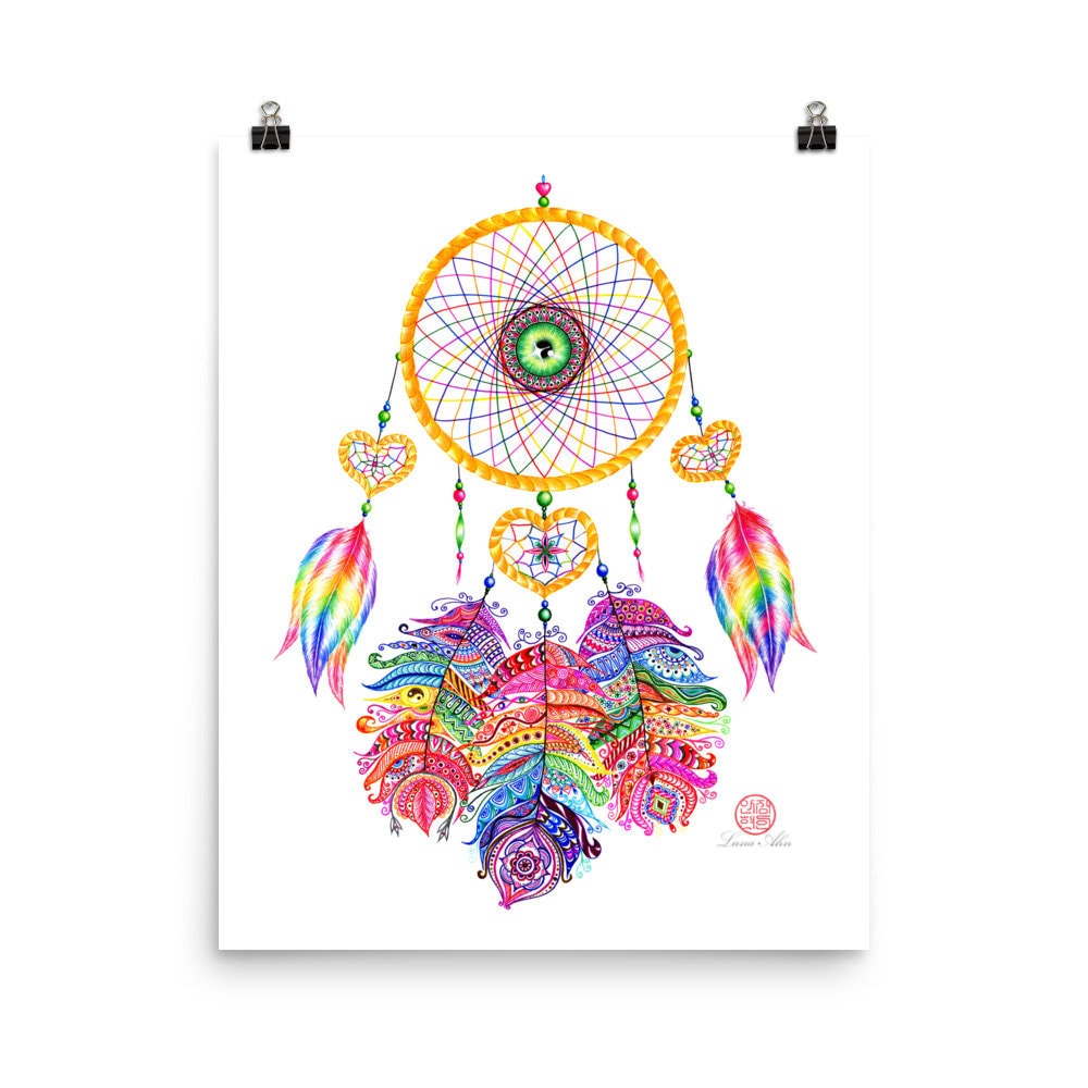 Dream Catcher Print-healing Art-feather Art- Feathers-dreamcatcher