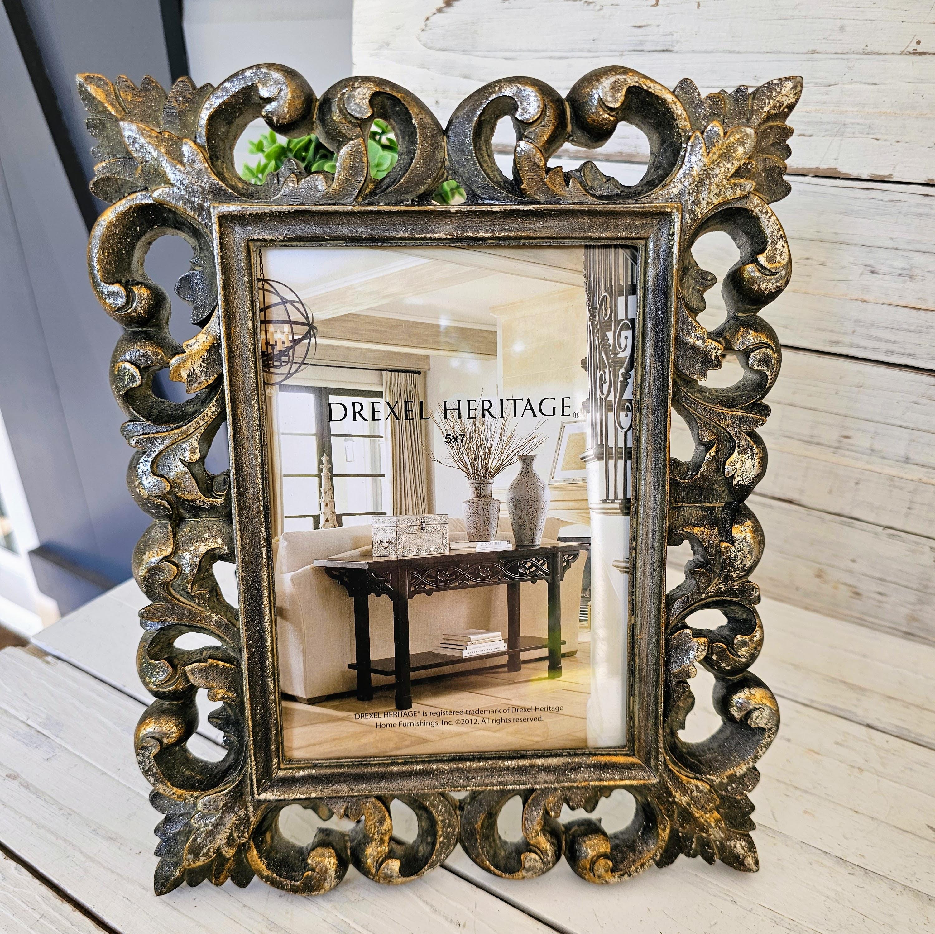 Vintage Ornate Rustic Silver Picture Frame: Drexel Heritage, 5x7