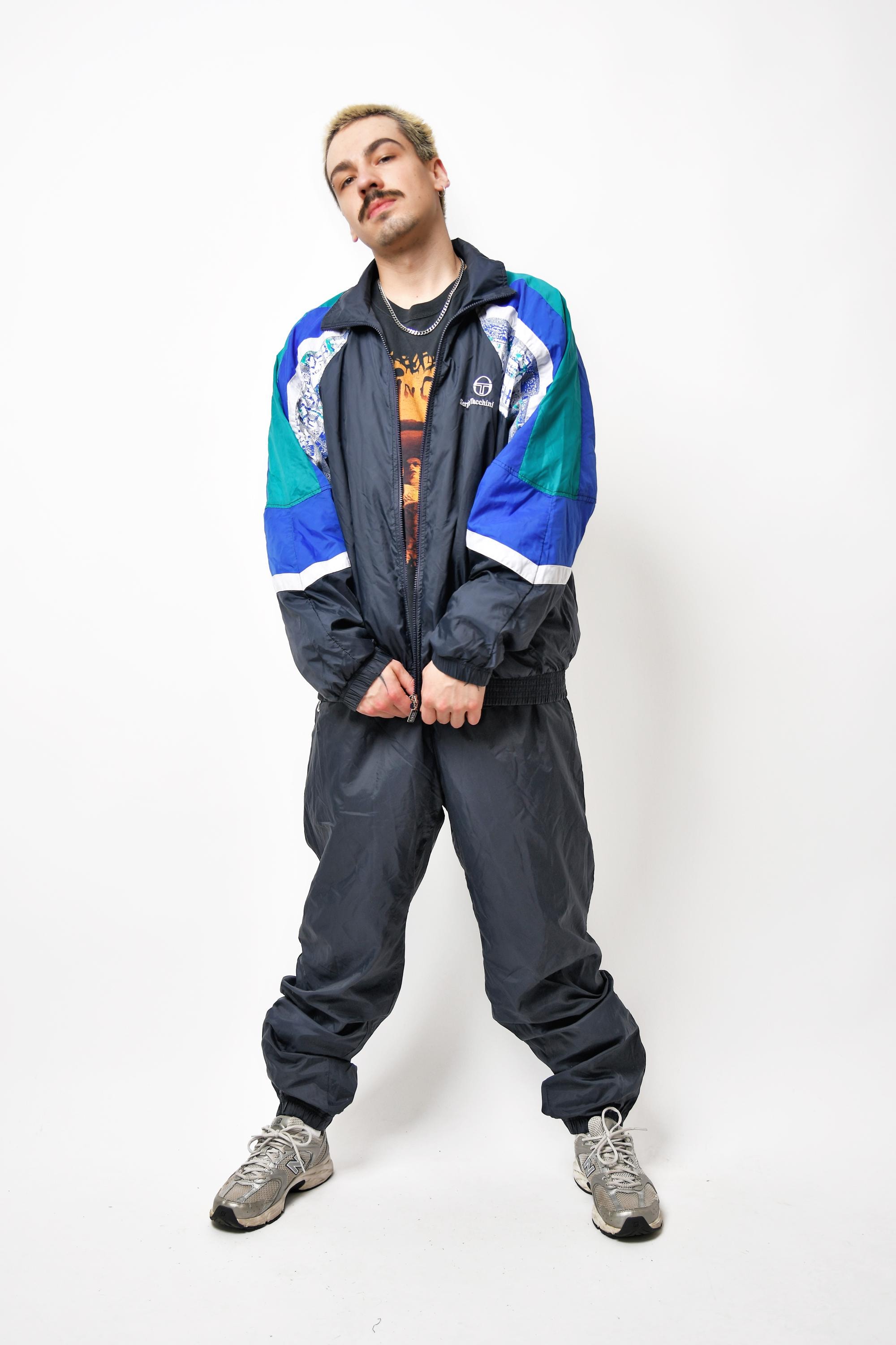 Vintage Sergio Tacchini Tracksuit Set Navy Blue | 90s Mens Old