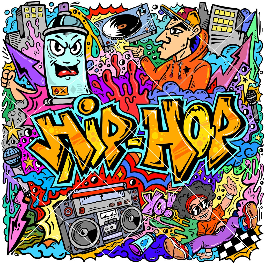 Hip Hop Graffiti Art Illustration | Urban Doodle Vector (digital