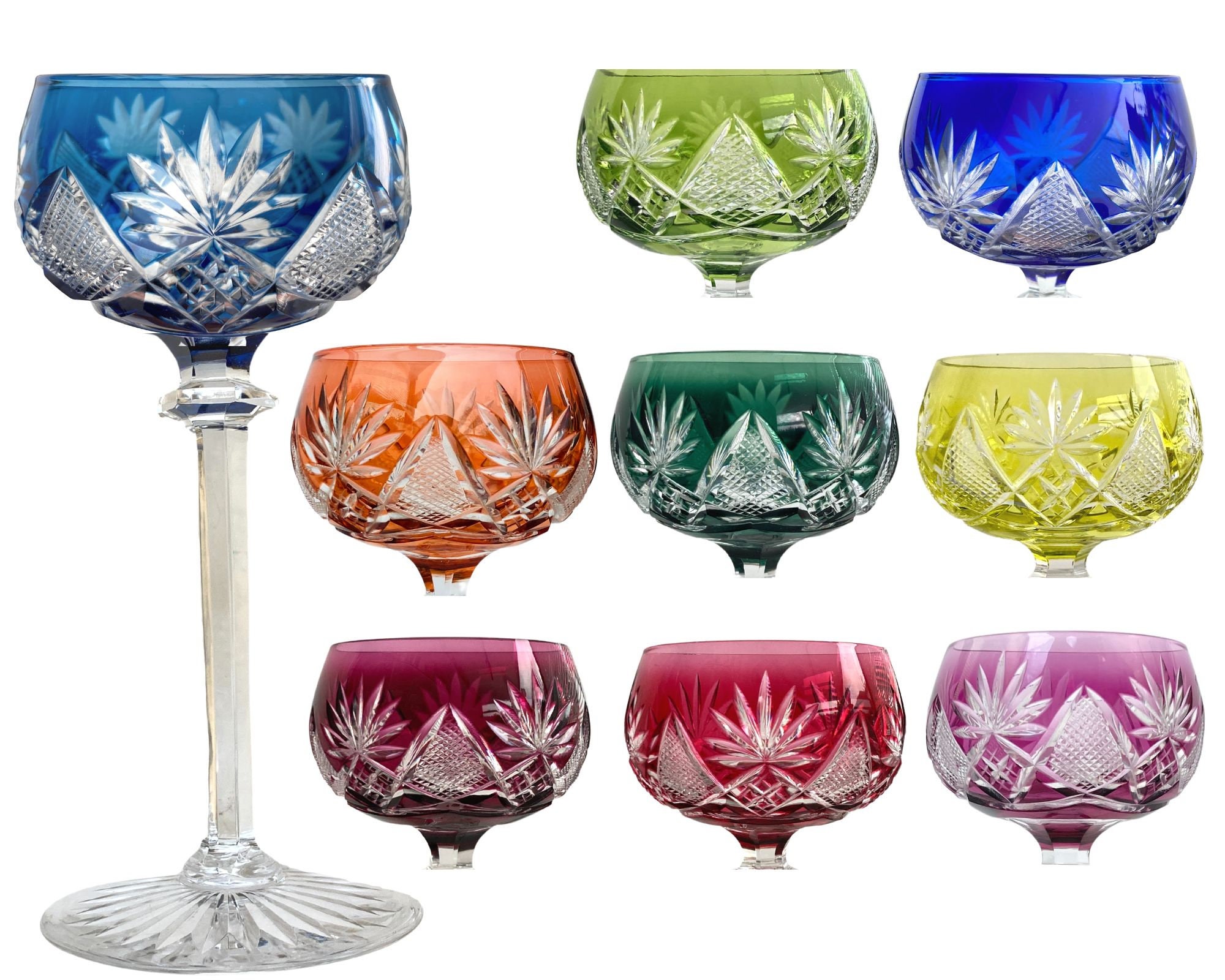 1x Val Saint Lambert, Crystal Wine Glass, Select Your Color and
