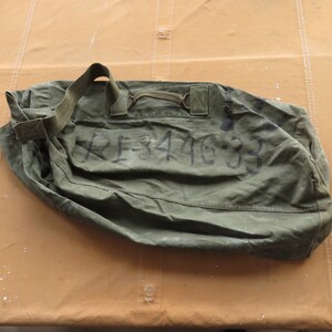 Vintage 60s / 70s US Army Painted Duffel Bag / Sea Bag Canvas